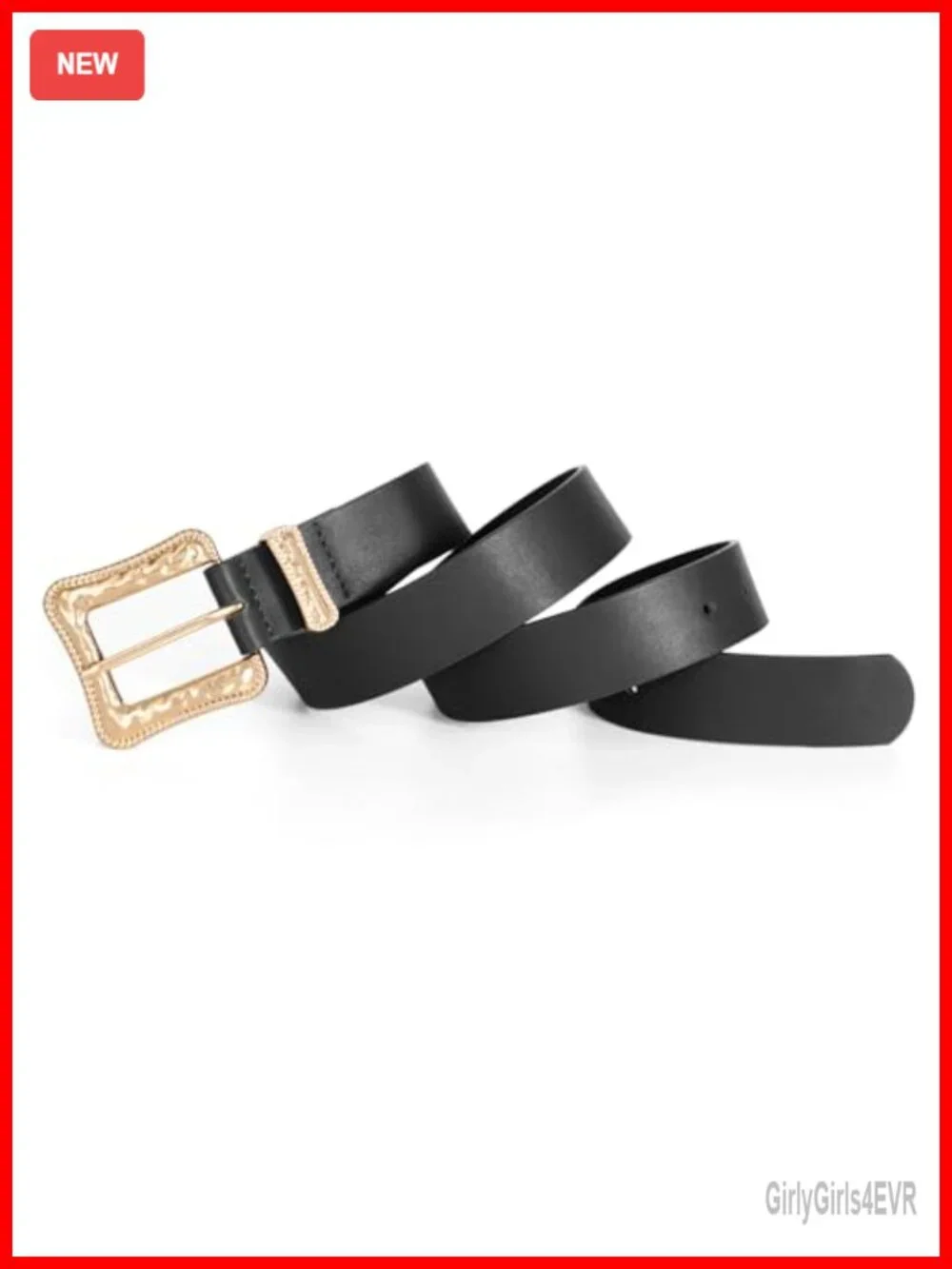 Faux Leather Women's Belt with Gold Buckle